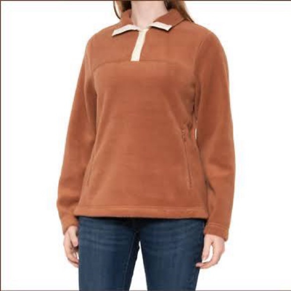 Telluride Clothing Company Burnt Orange Fleece Quarter Button Pullover (L)